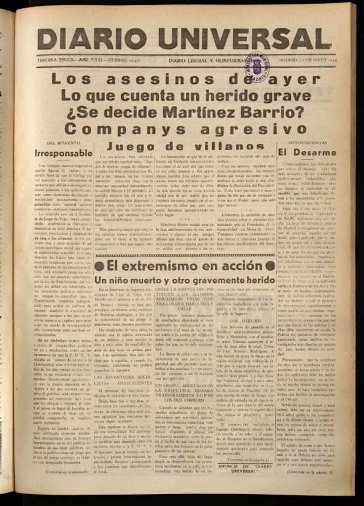 Miniatura de Diario Universal del 11 de mayo de 1934