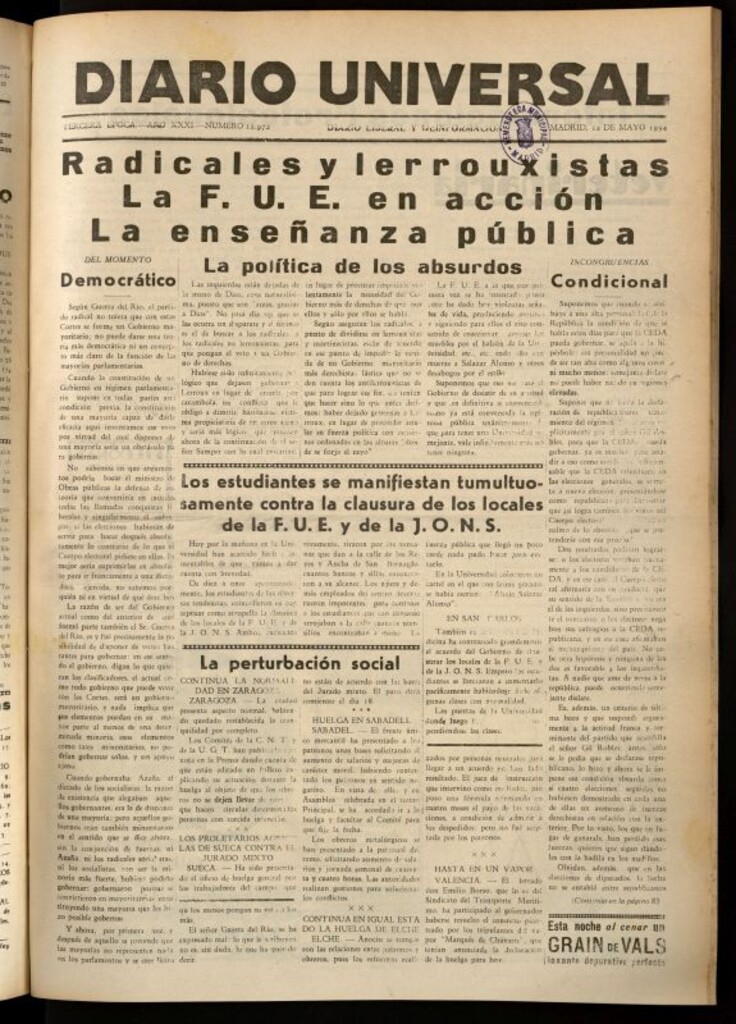 Miniatura de Diario Universal del 12 de mayo de 1934