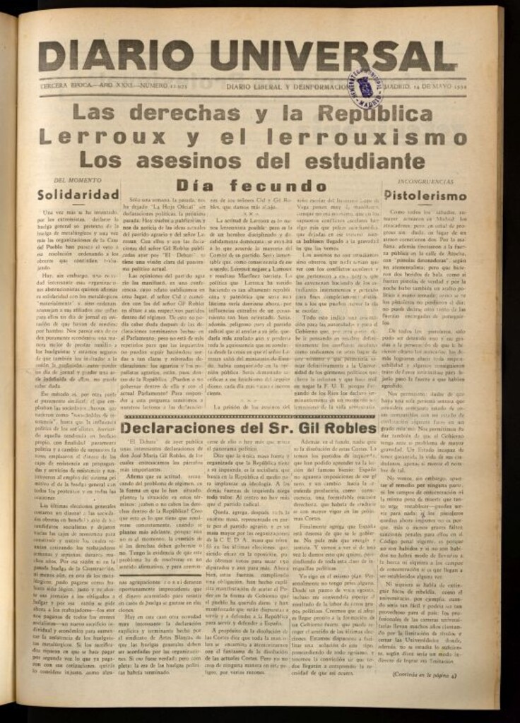 Miniatura de Diario Universal del 14 de mayo de 1934