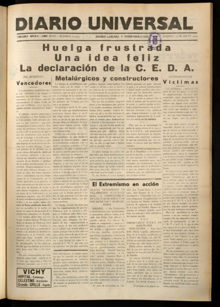 Miniatura de Diario Universal del 15 de mayo de 1934