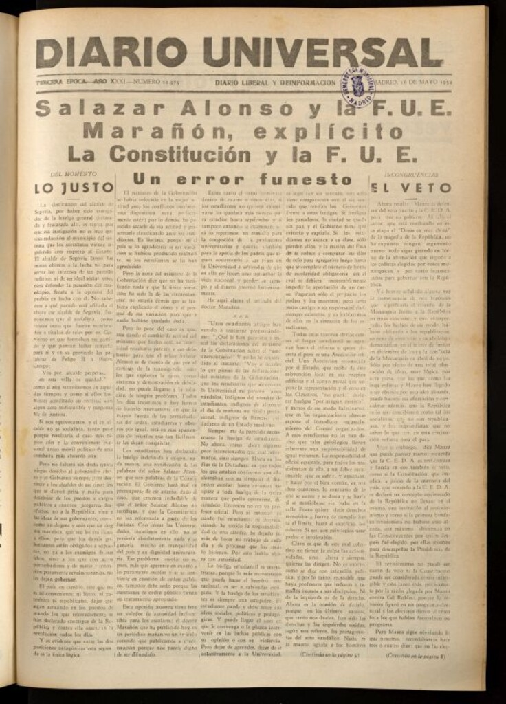 Miniatura de Diario Universal del 16 de mayo de 1934