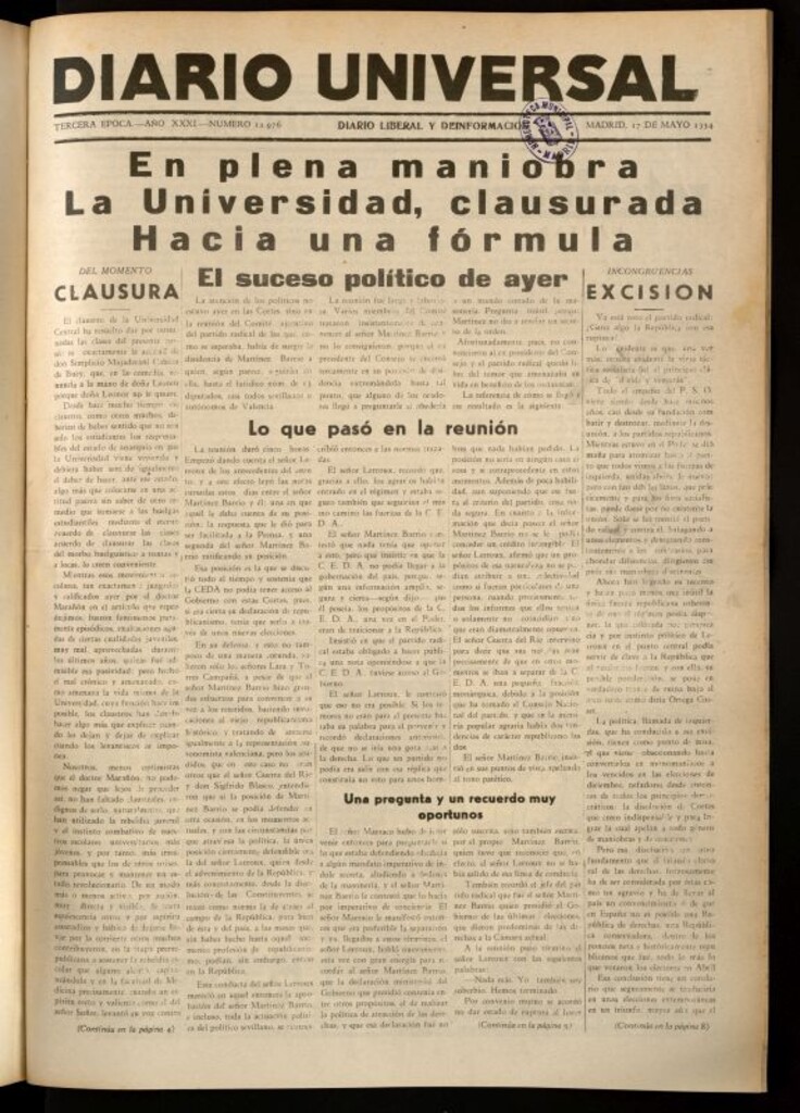 Miniatura de Diario Universal del 17 de mayo de 1934