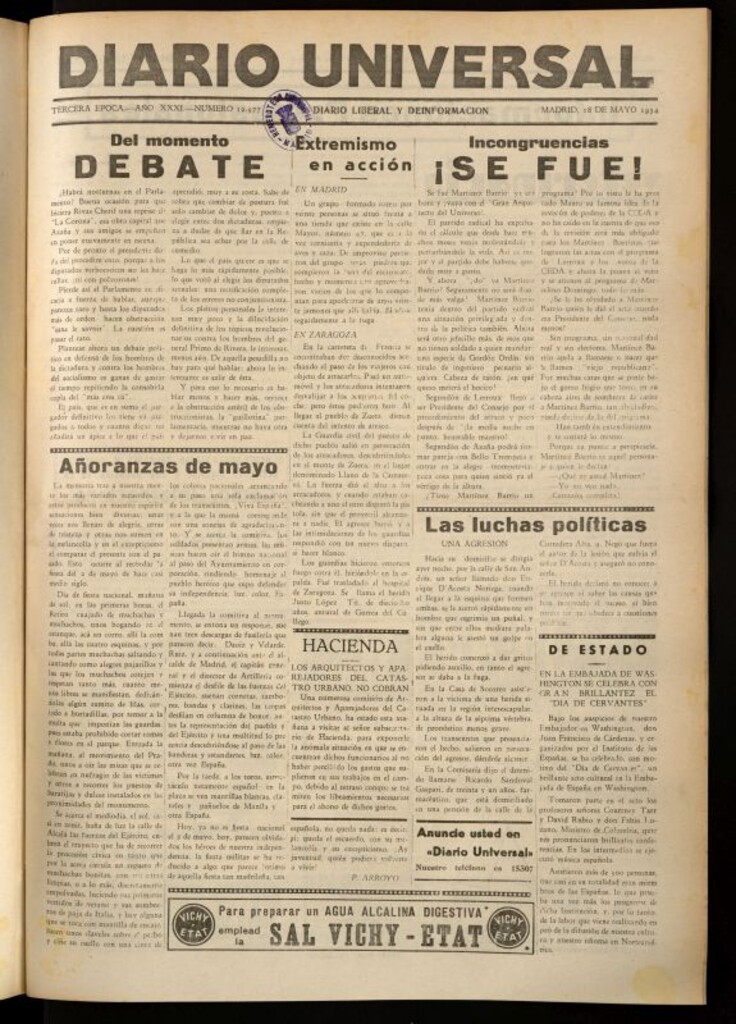 Miniatura de Diario Universal del 18 de mayo de 1934