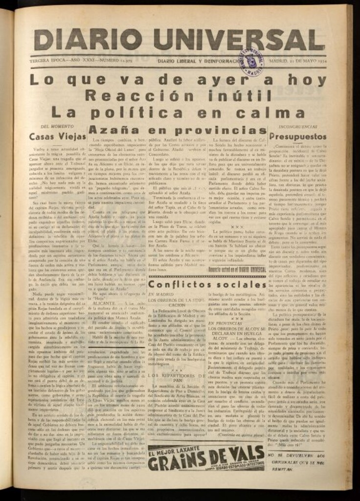 Miniatura de Diario Universal del 21 de mayo de 1934