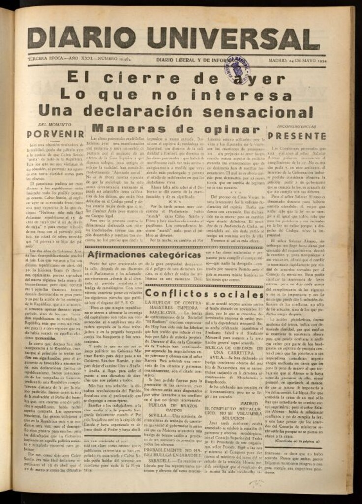 Miniatura de Diario Universal del 24 de mayo de 1934