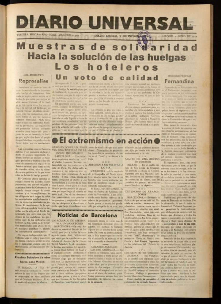 Miniatura de Diario Universal del 2 de junio de 1934
