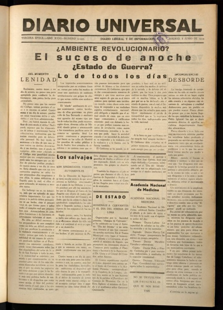 Miniatura de Diario Universal del 8 de junio de 1934