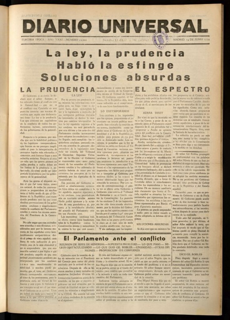 Miniatura de Diario Universal del 14 de junio de 1934