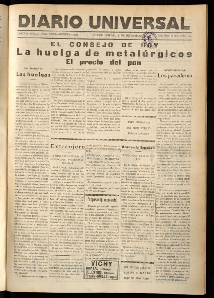 Miniatura de Diario Universal del 16 de junio de 1934