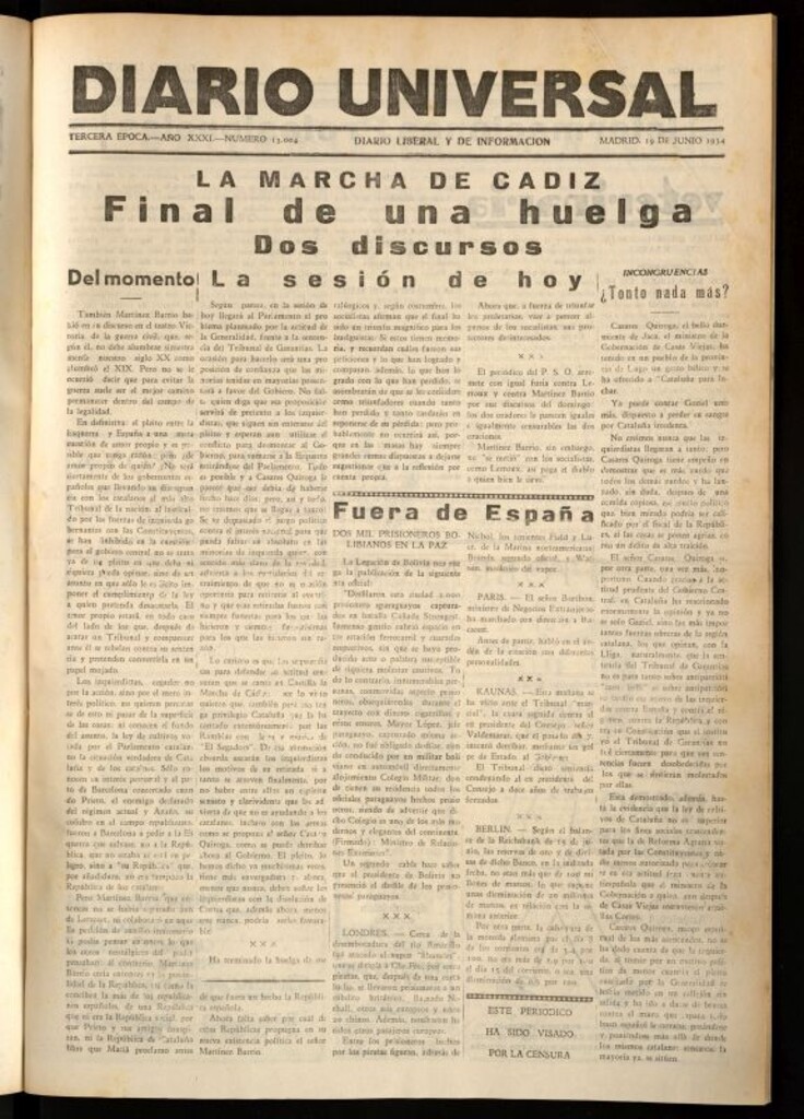 Miniatura de Diario Universal del 19 de junio de 1934
