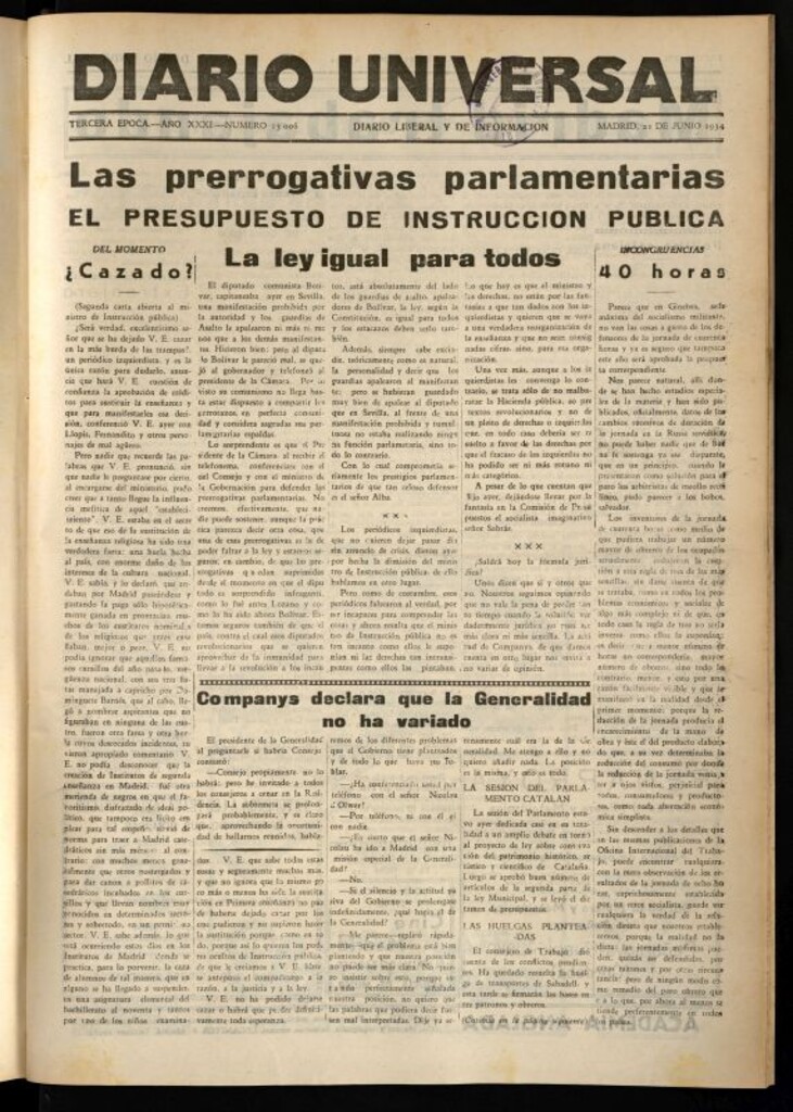 Miniatura de Diario Universal del 21 de junio de 1934