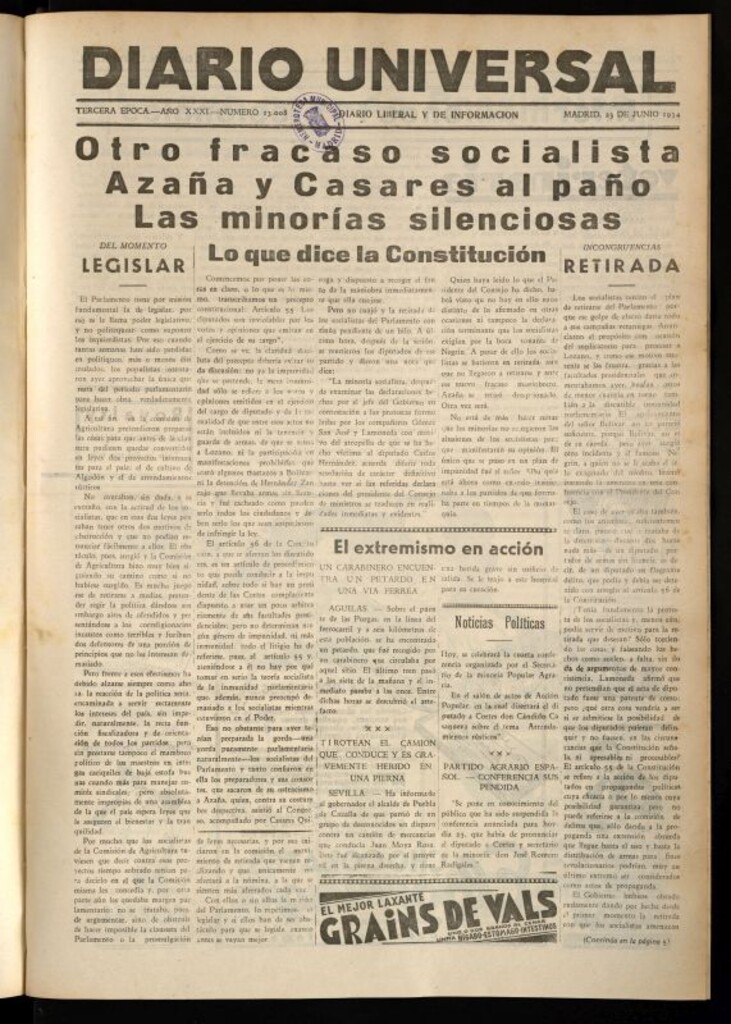 Miniatura de Diario Universal del 23 de junio de 1934
