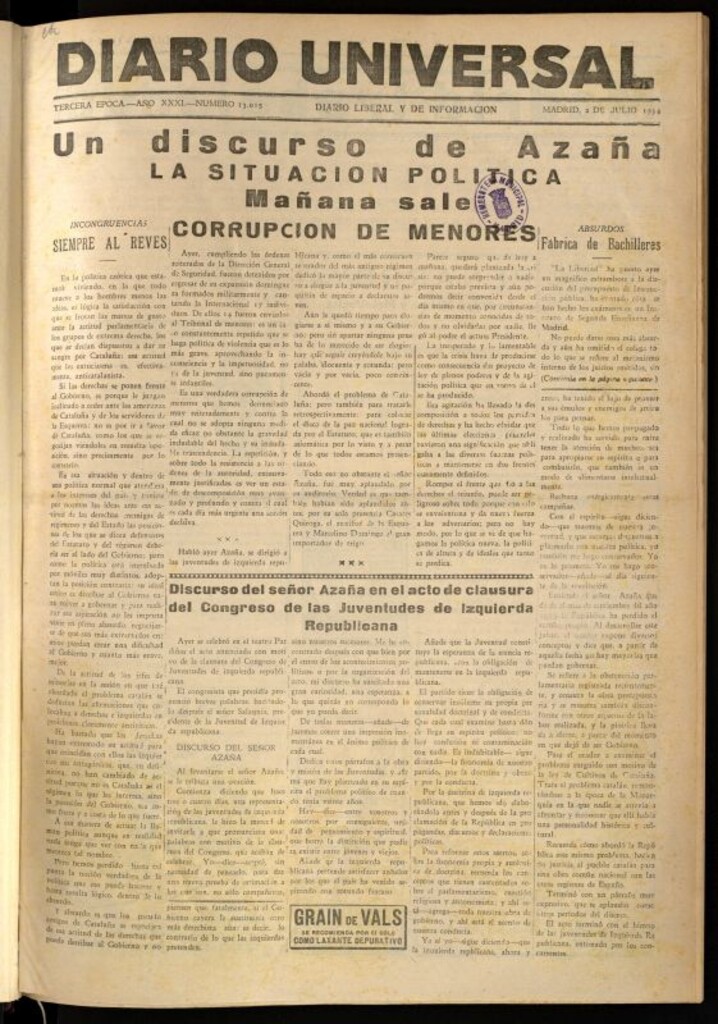 Miniatura de Diario Universal del 2 de julio de 1934