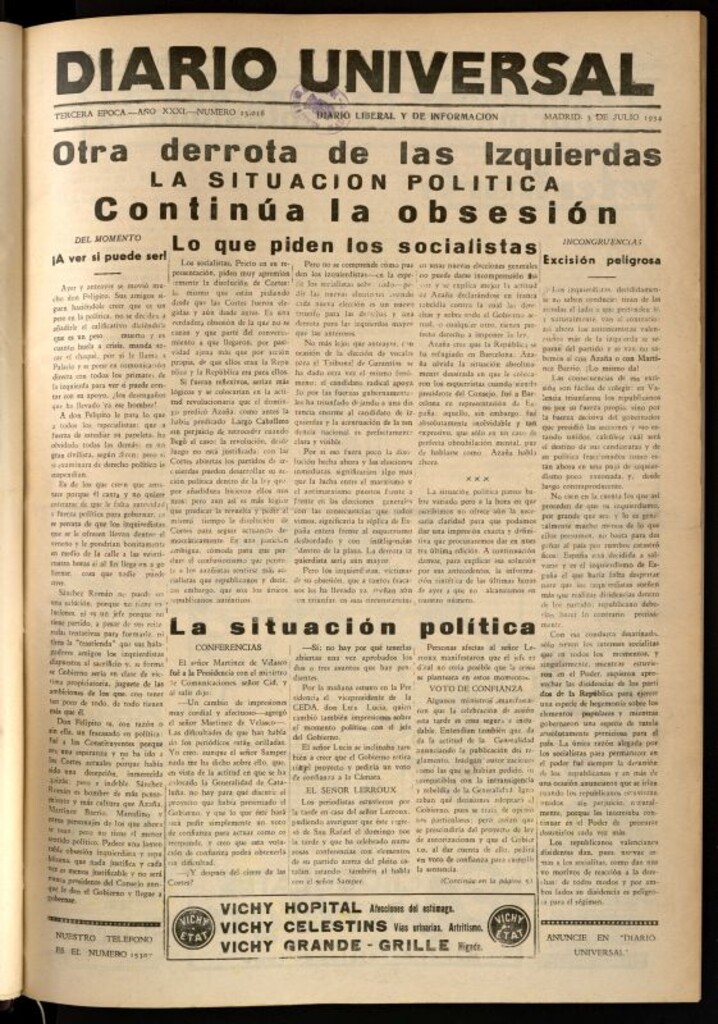Miniatura de Diario Universal del 3 de julio de 1934