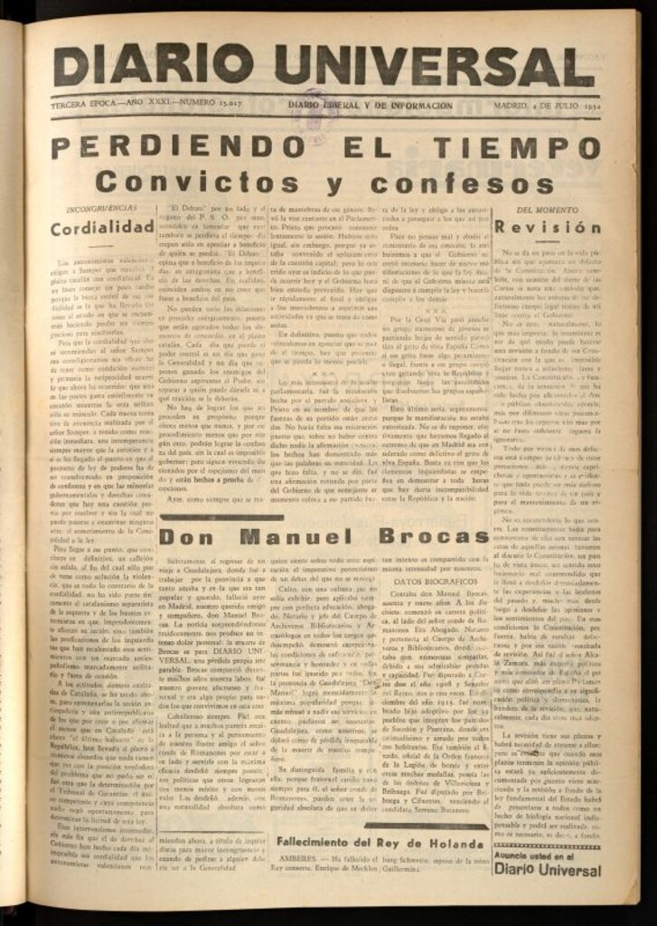 Miniatura de Diario Universal del 4 de julio de 1934
