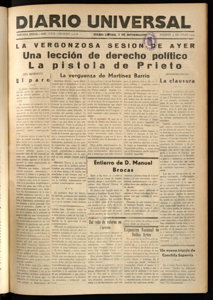 Miniatura de Diario Universal del 5 de julio de 1934