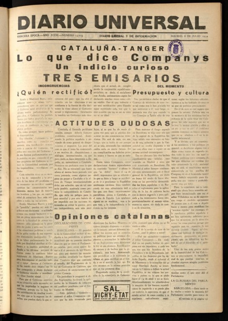 Miniatura de Diario Universal del 6 de julio de 1934