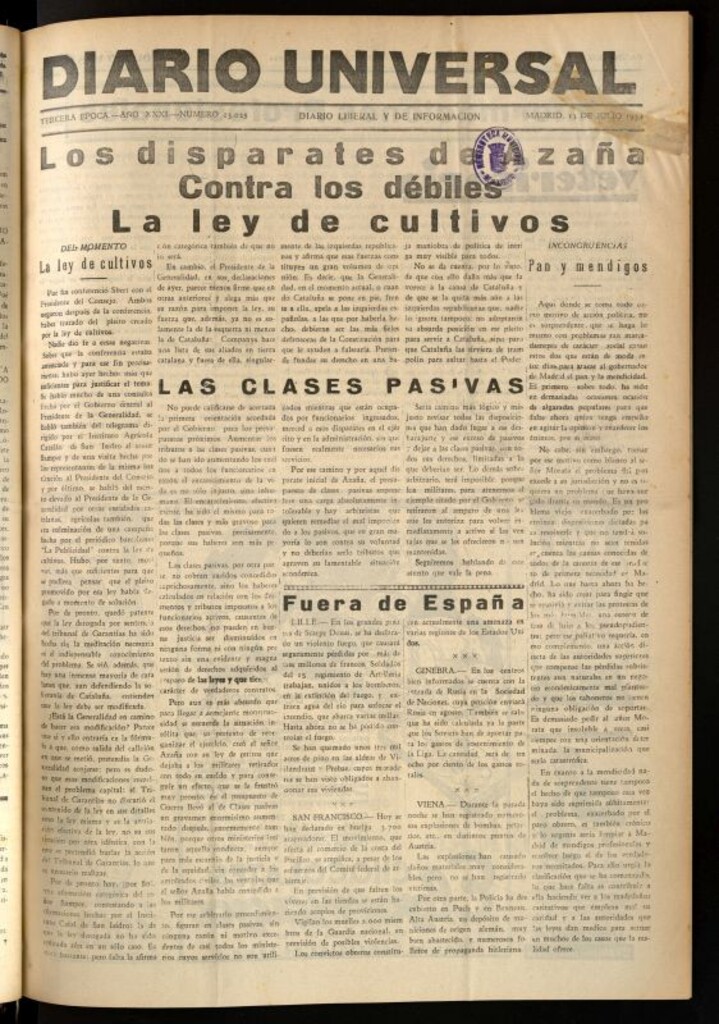 Miniatura de Diario Universal del 13 de julio de 1934