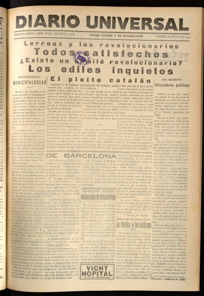 Miniatura de Diario Universal del 20 de julio de 1934