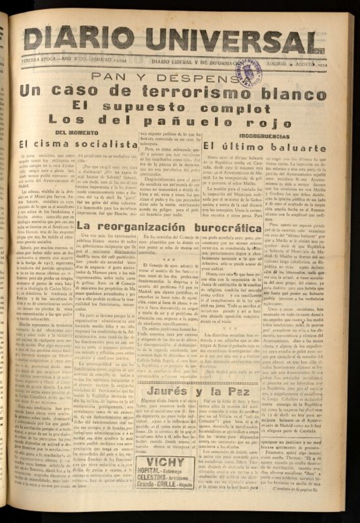 Miniatura de Diario Universal del 4 de agosto de 1934