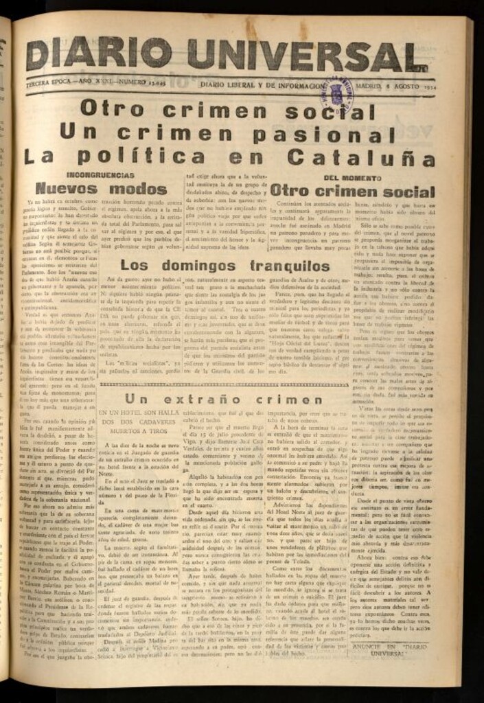 Miniatura de Diario Universal del 6 de agosto de 1934