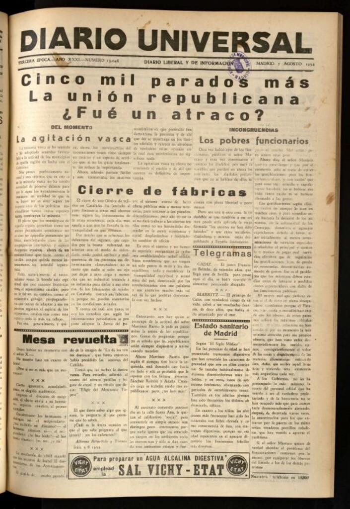 Miniatura de Diario Universal del 7 de agosto de 1934