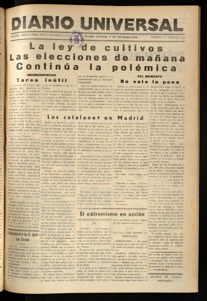 Miniatura de Diario Universal del 11 de agosto de 1934