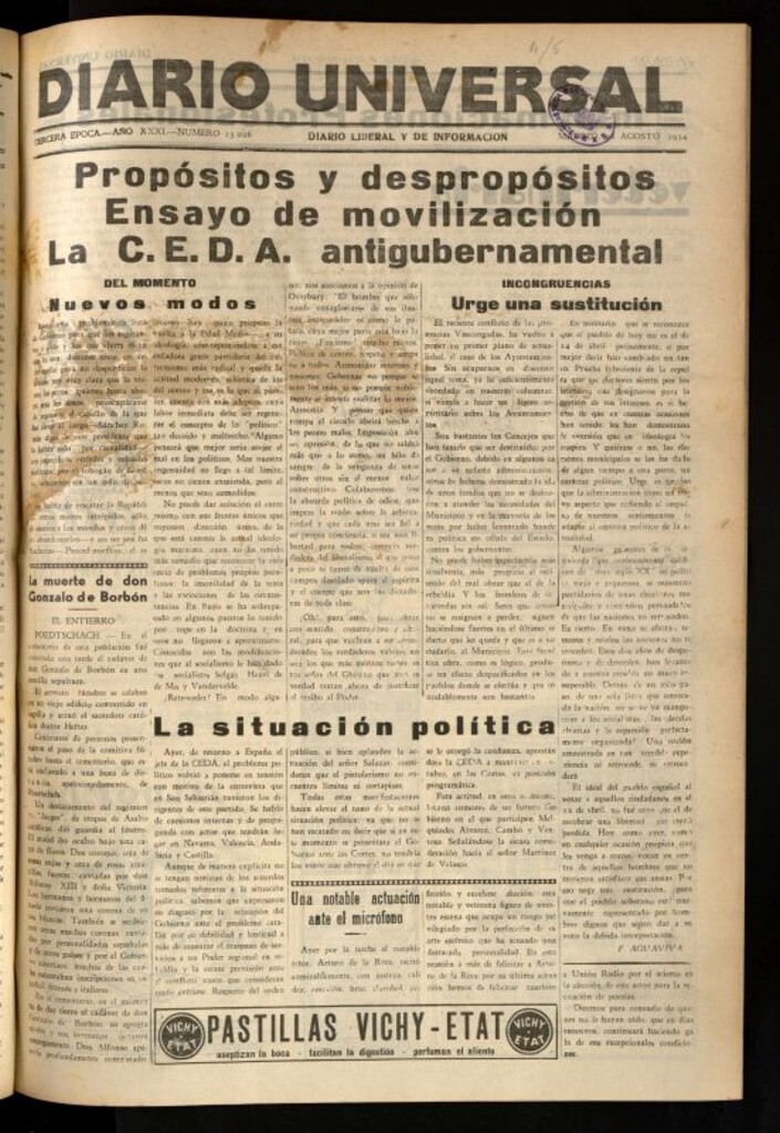 Miniatura de Diario Universal del 16 de agosto de 1934