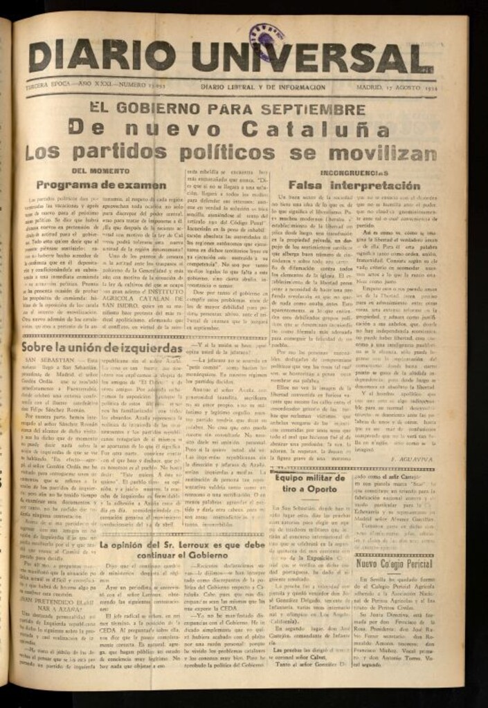 Miniatura de Diario Universal del 17 de agosto de 1934
