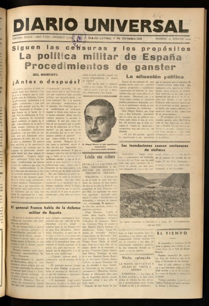 Miniatura de Diario Universal del 21 de agosto de 1934