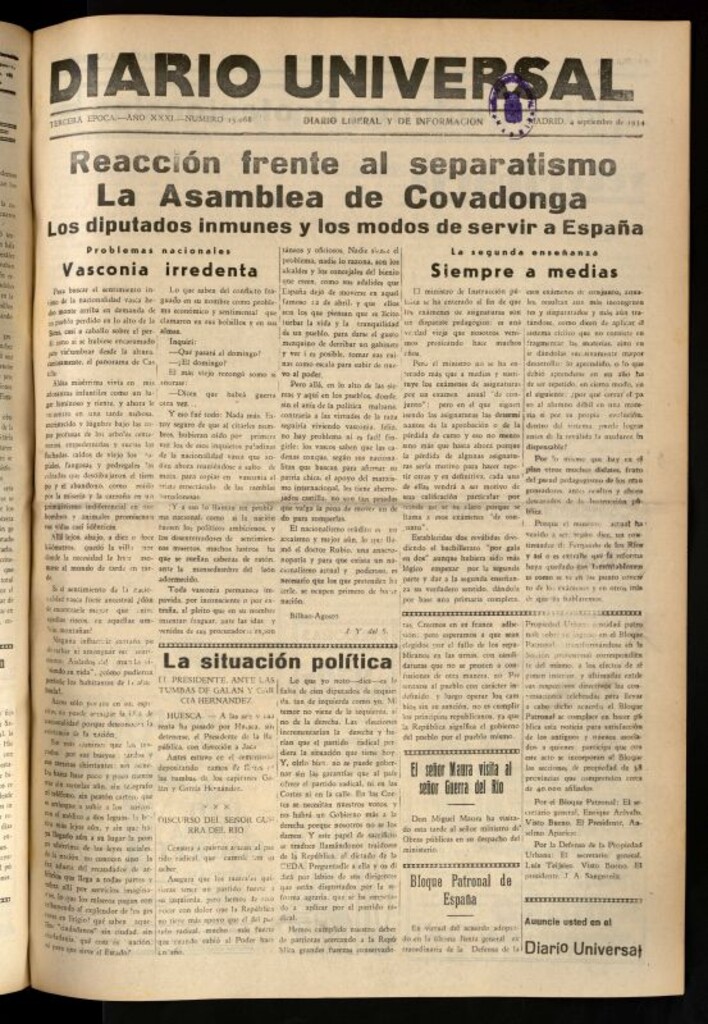 Miniatura de Diario Universal del 4 de septiembre de 1934
