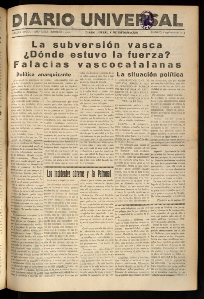 Miniatura de Diario Universal del 6 de septiembre de 1934