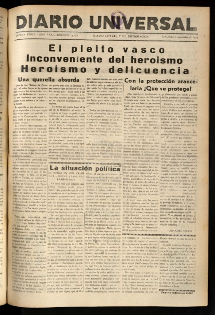 Miniatura de Diario Universal del 7 de septiembre de 1934