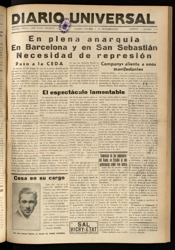 Miniatura de Diario Universal del 11 de septiembre de 1934
