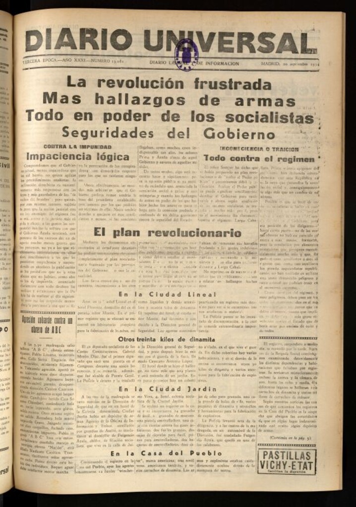 Miniatura de Diario Universal del 20 de septiembre de 1934