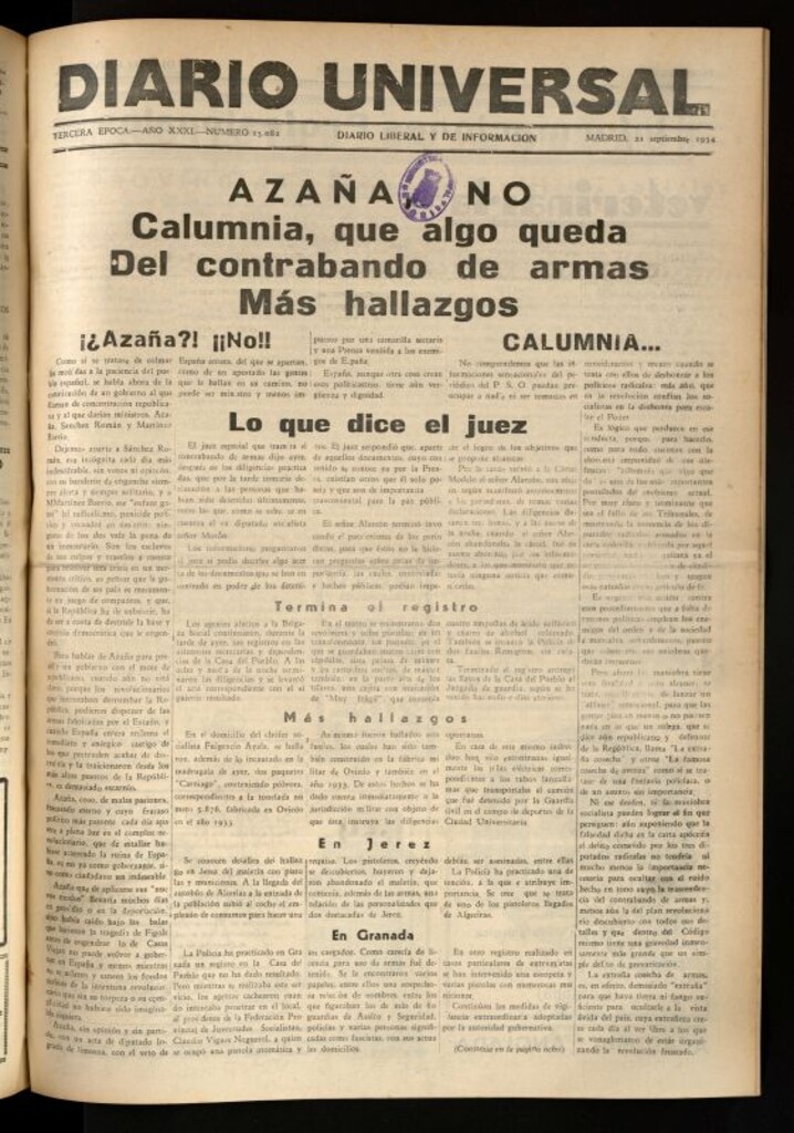 Miniatura de Diario Universal del 21 de septiembre de 1934