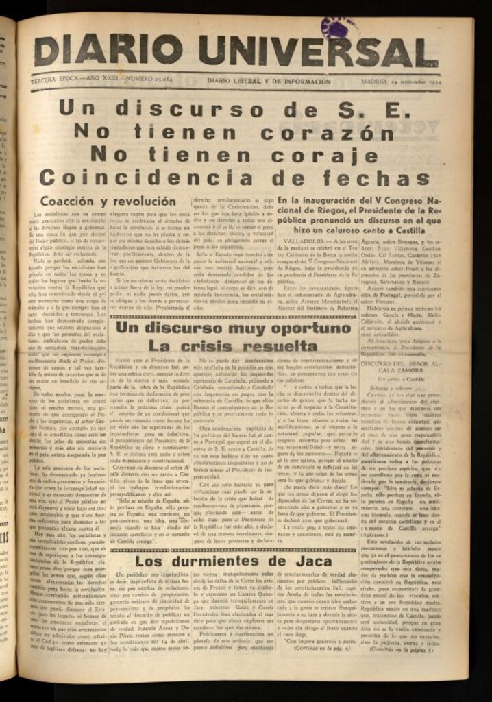 Miniatura de Diario Universal del 24 de septiembre de 1934