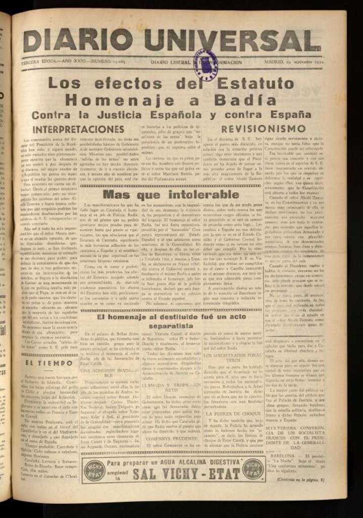 Miniatura de Diario Universal del 25 de septiembre de 1934