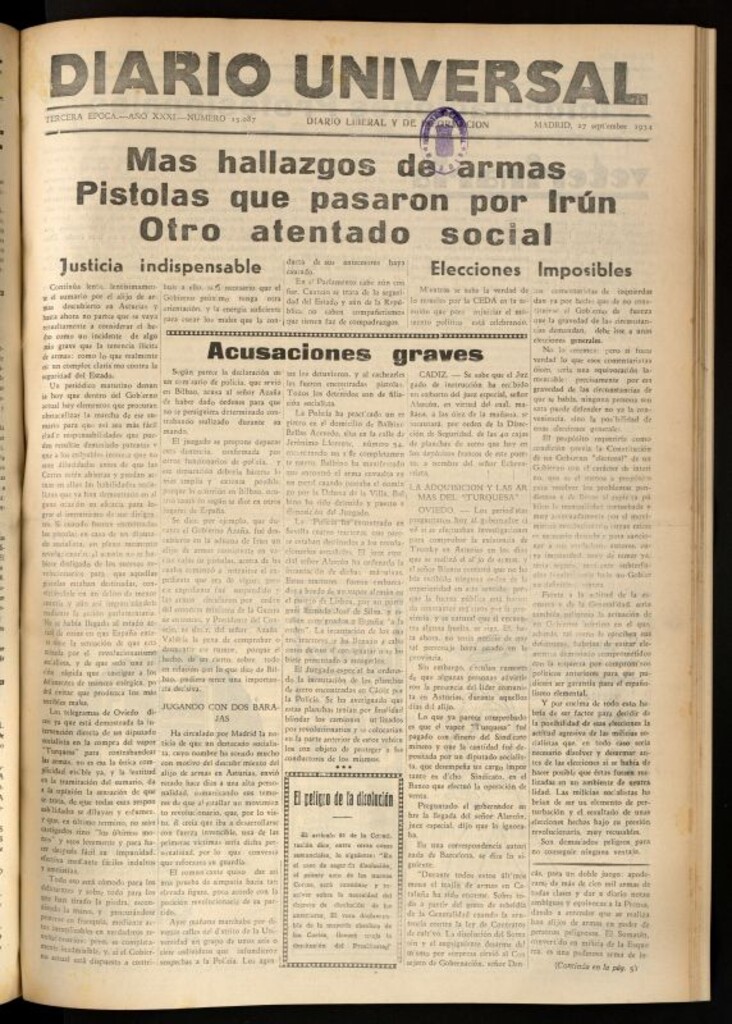 Miniatura de Diario Universal del 27 de septiembre de 1934