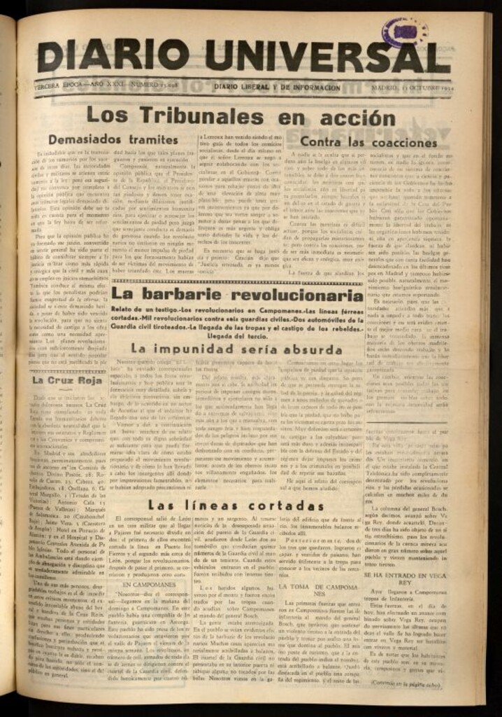 Miniatura de Diario Universal del 11 de octubre de 1934