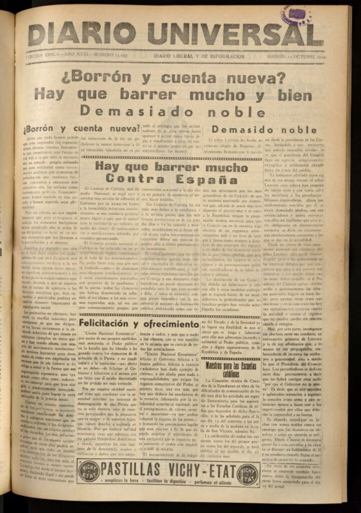 Miniatura de Diario Universal del 12 de octubre de 1934