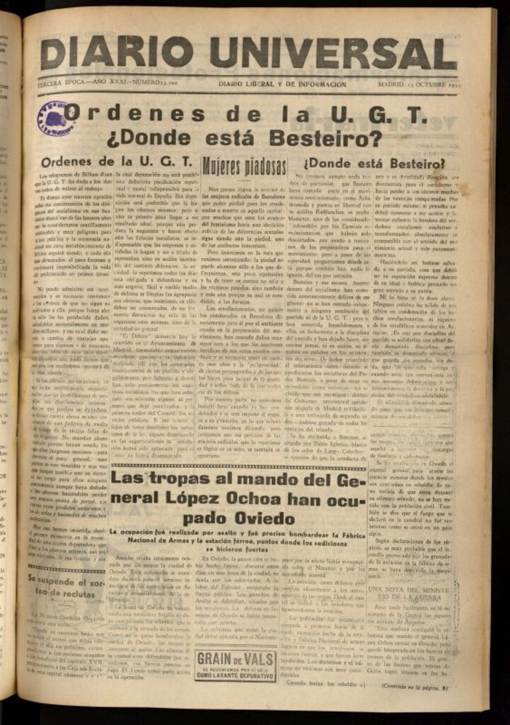 Miniatura de Diario Universal del 13 de octubre de 1934