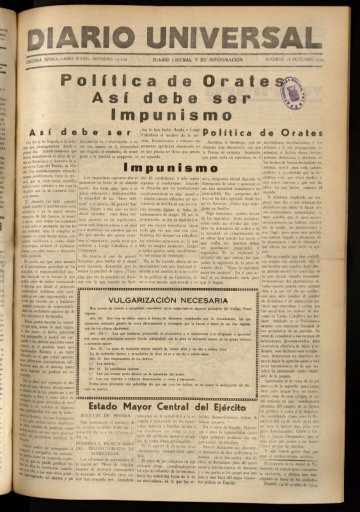 Miniatura de Diario Universal del 16 de octubre de 1934