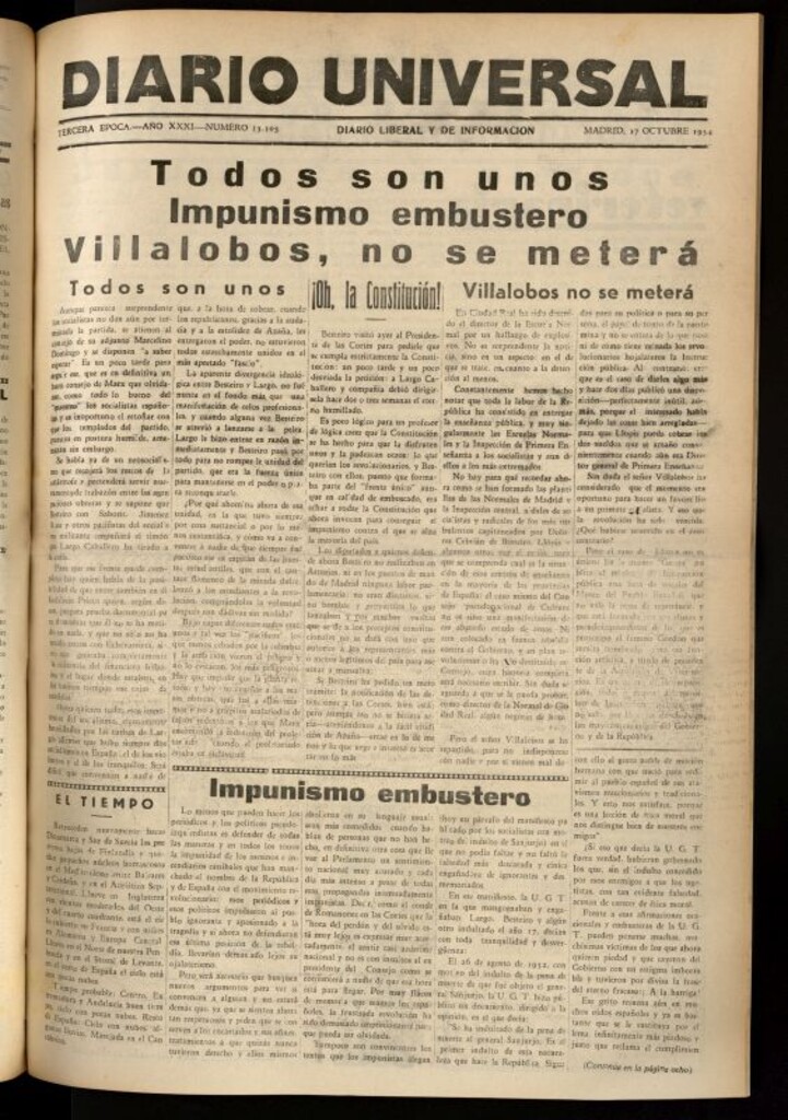 Miniatura de Diario Universal del 17 de octubre de 1934