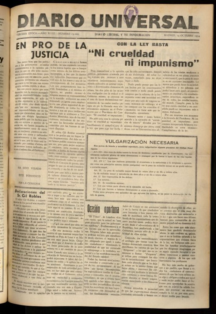Miniatura de Diario Universal del 19 de octubre de 1934