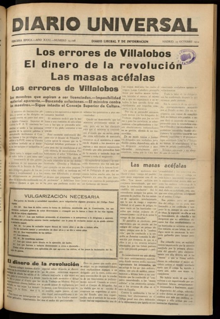 Miniatura de Diario Universal del 23 de octubre de 1934