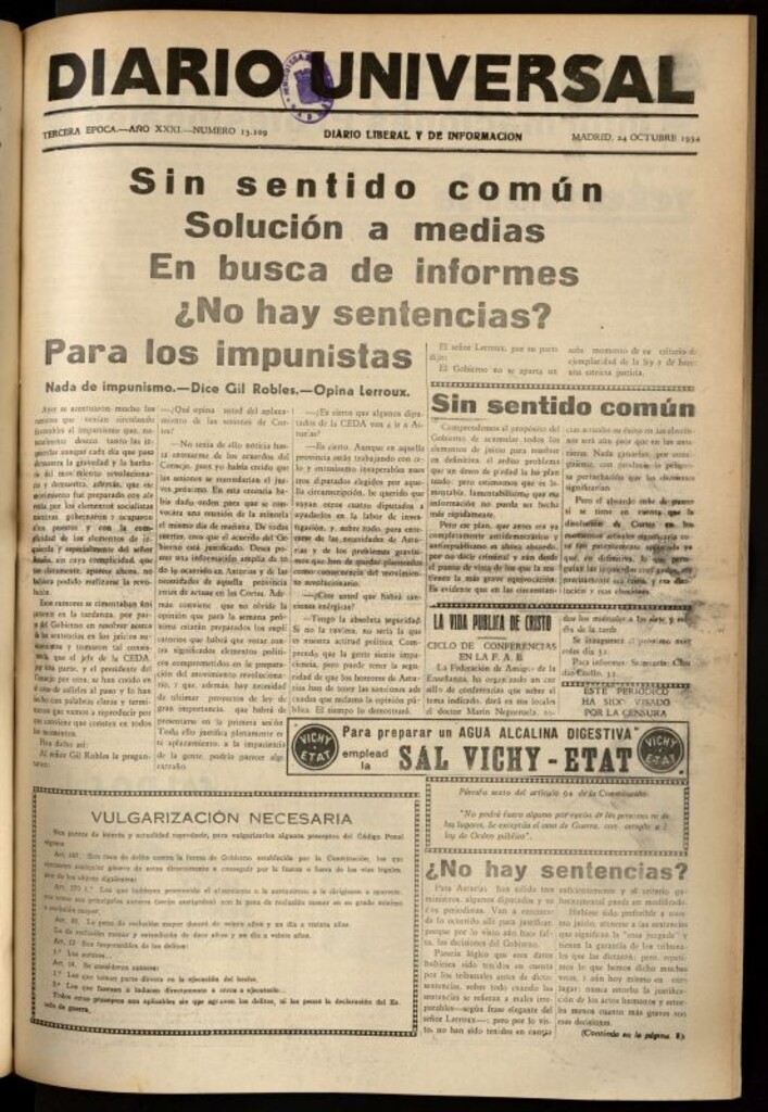 Miniatura de Diario Universal del 24 de octubre de 1934
