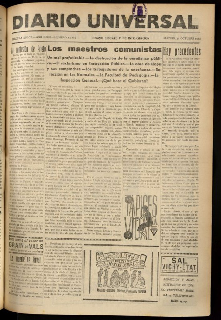 Miniatura de Diario Universal del 31 de octubre de 1934