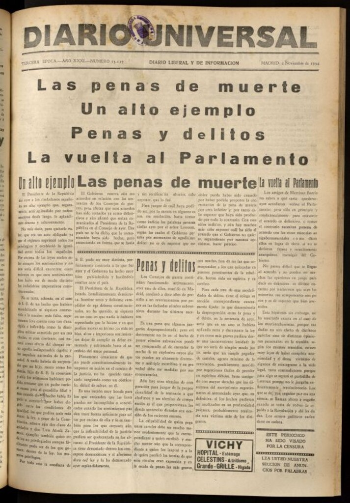 Miniatura de Diario Universal del 2 de noviembre de 1934
