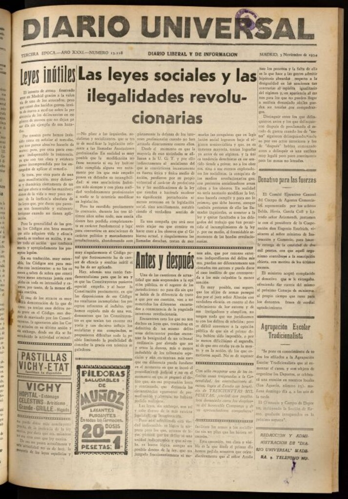 Miniatura de Diario Universal del 3 de noviembre de 1934